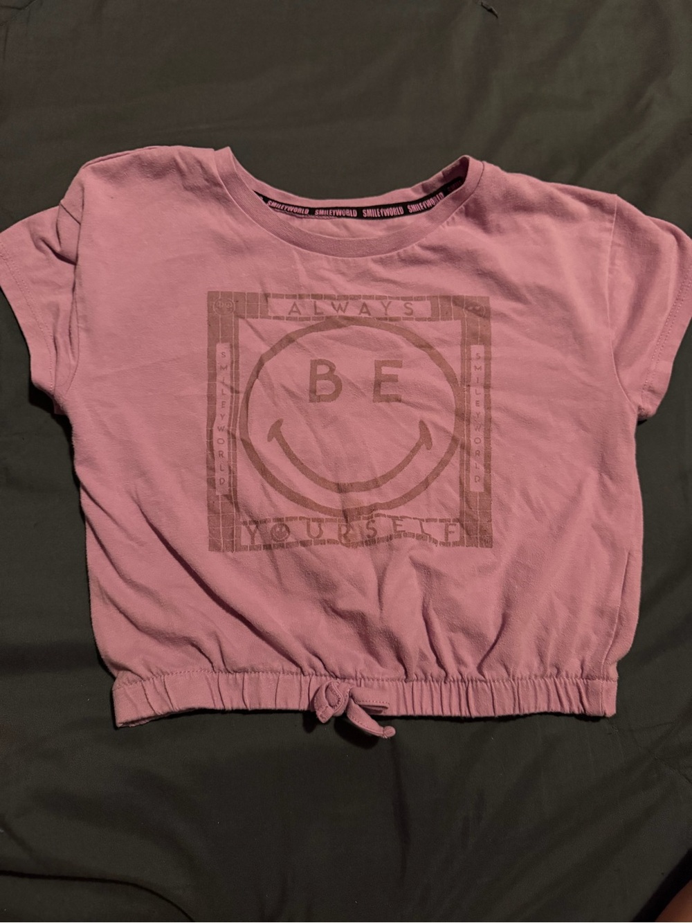 Girls Lilac Short-Sleeve Graphic Tee with Drawstring Hem